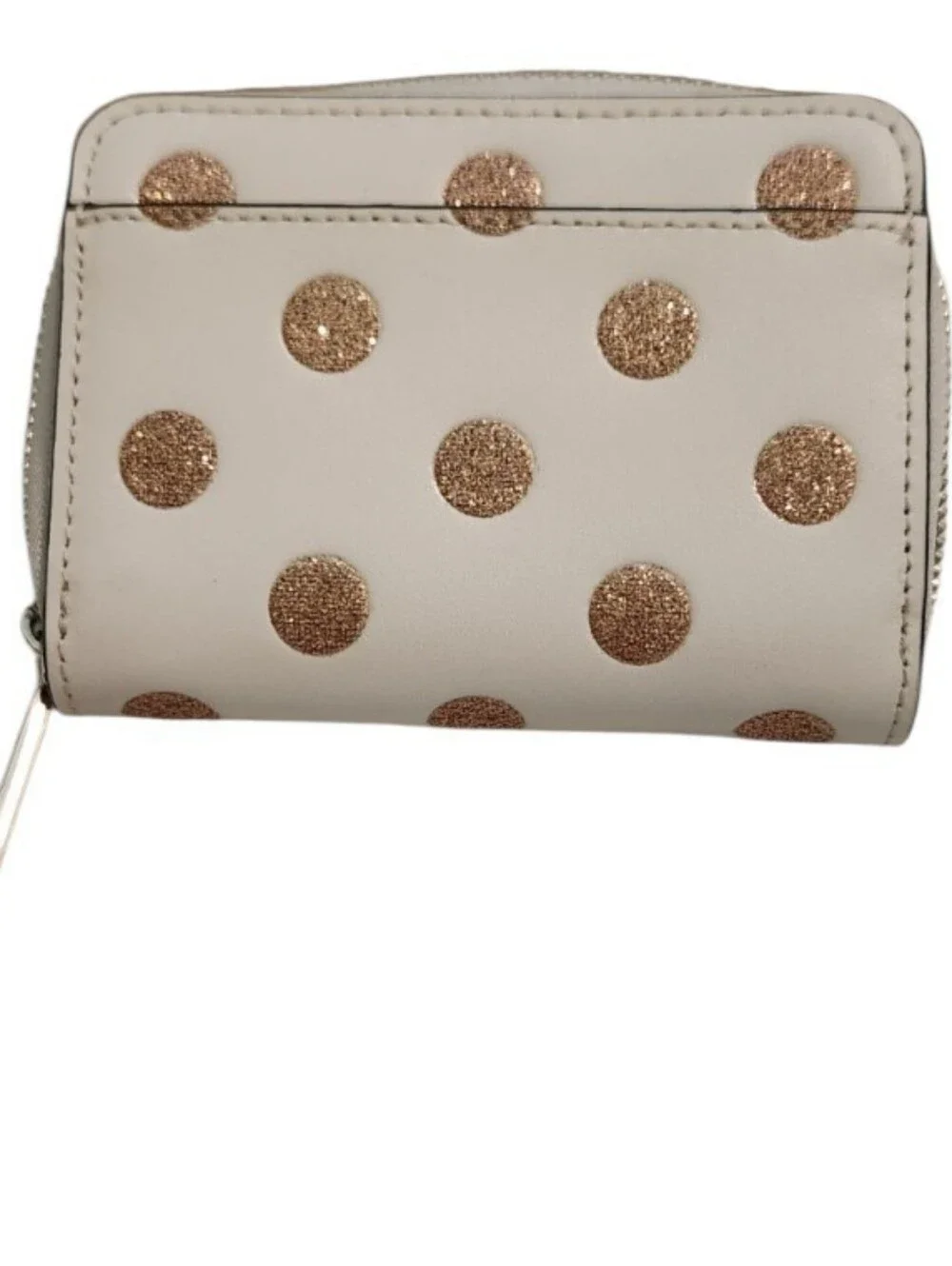 Kate Spade Wrapping Party Cream Wallet with Gold Glitter Polka Dots and Bow